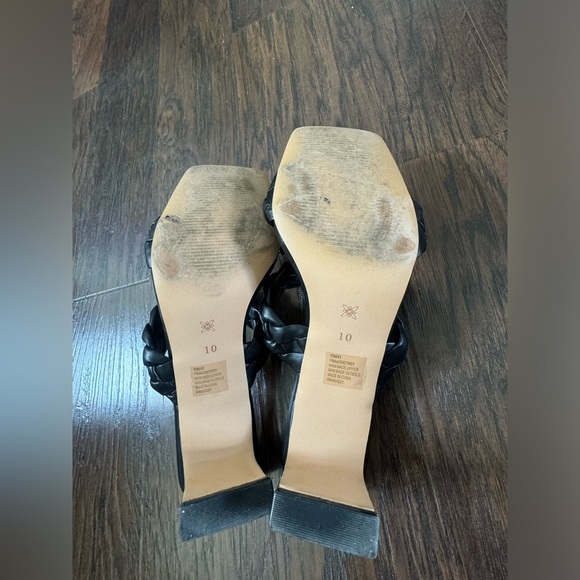 BCBGeneration Finaa Double Braided Wide Block Heel Sandal Black Sz 10 - Picture 6 of 7